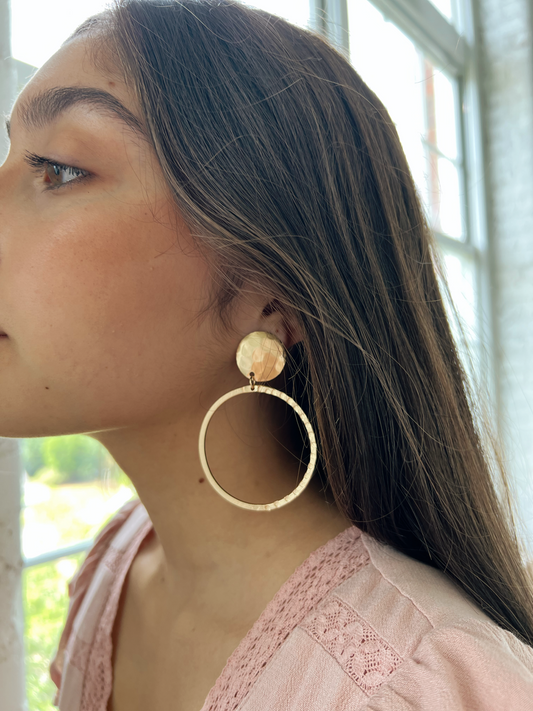 Gold Hammered Hoops